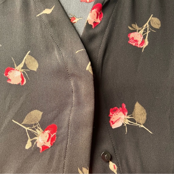 Dynamite Black Floral Button Down Wrap Dress V Neck Long Sleeves NWT Size S - Picture 14 of 17